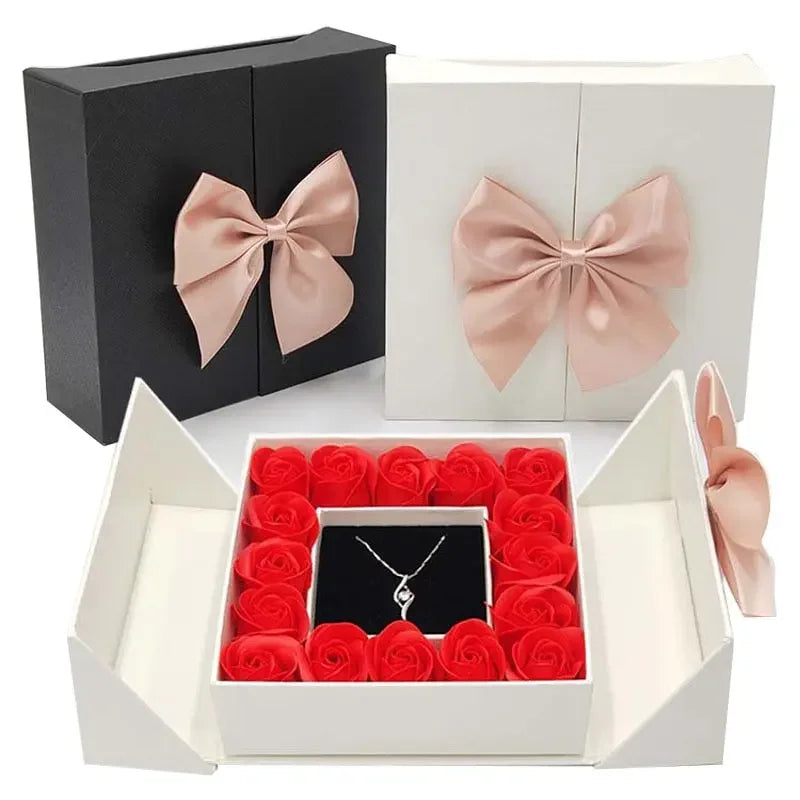 Valentines Artificial Rose & Jewelry Gift Box