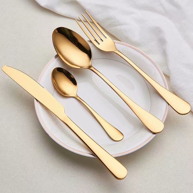 Tableware Gold Cutlery Set Dinnerware Set 304 Stainless Steel Black Gold Cutlery Set Knife Fork Set Tableware Silverware LUXLIFE BRANDS