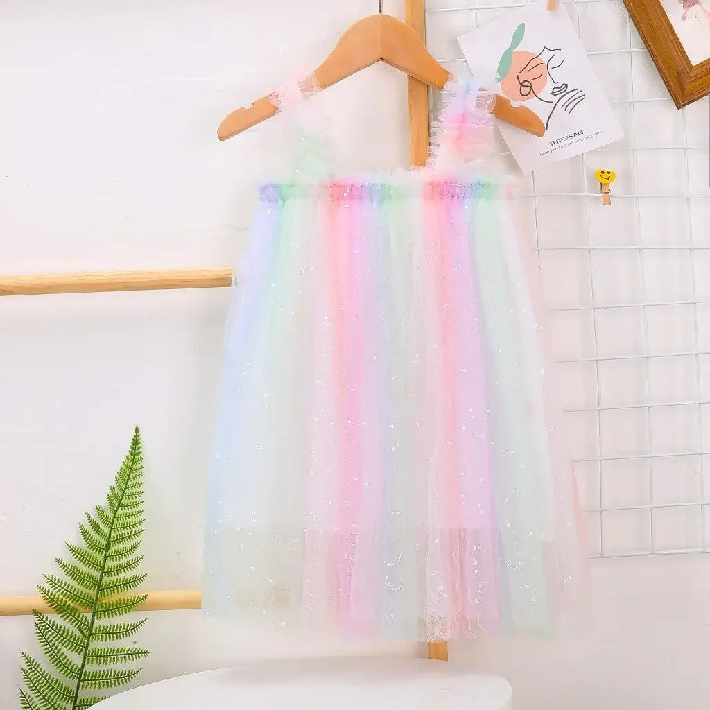 Girls Rainbow Colorful Tutu Dress