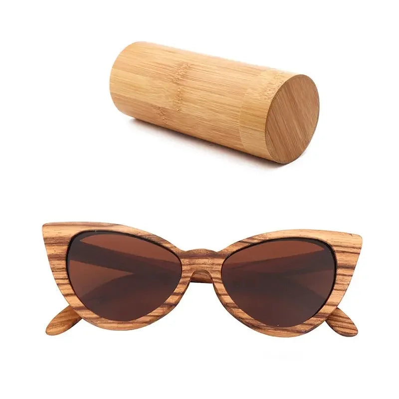 Luxury Fashion Polarized Sunglasses For Women Cat eye Sunglasses Wood Glasses With box Wooden ocularia solaria Gafas de sol