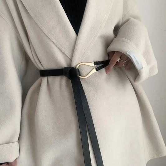 New Fashion Leather Women Belt Designer Metal Buckle Waist Strap All-match Lady Dress Coat Sweater Decorative Knotted Waistband - LUXLIFE BRANDS