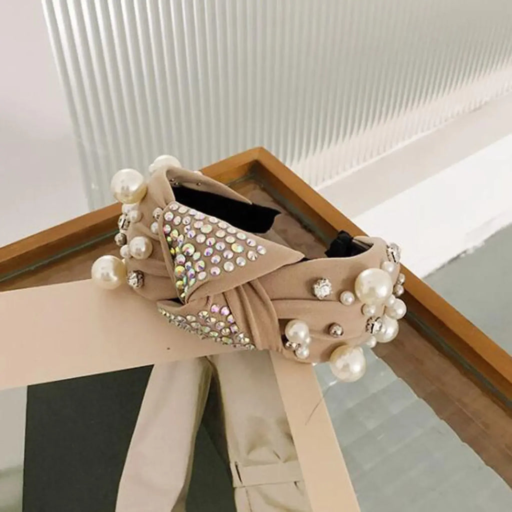 Mixed Pearl Baroque Center Knot Hairband