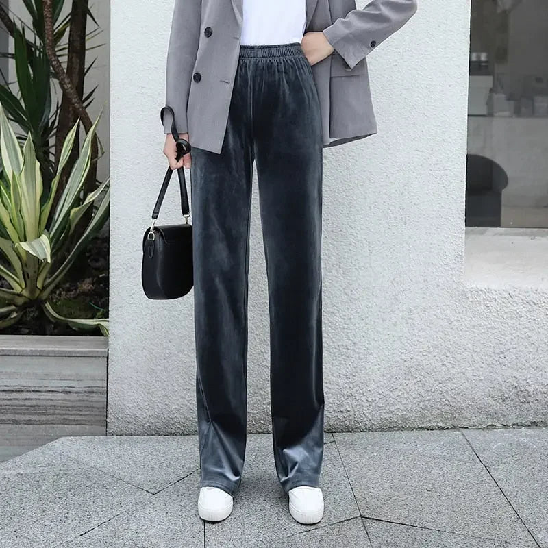 Straight Wide Leg Velvet Casual Loose Pants