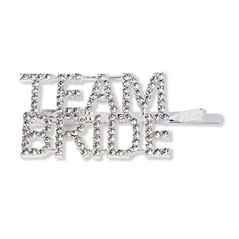 Glitter Rhinestone Team Bride Hair Clip