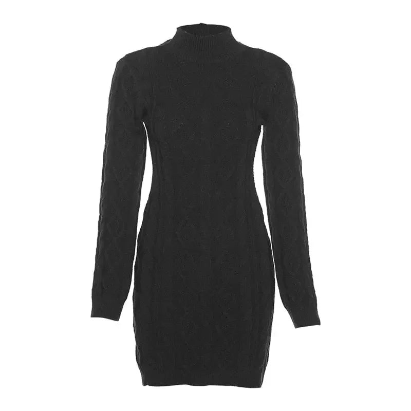 Delilah Open Back Long Sleeve Knit Mini Dress