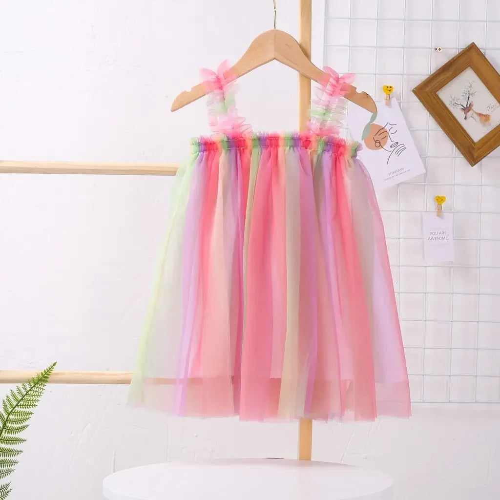 Girls Rainbow Colorful Tutu Dress