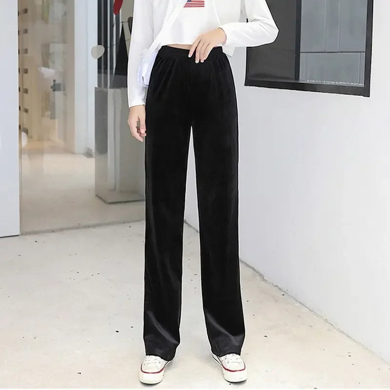 Straight Wide Leg Velvet Casual Loose Pants