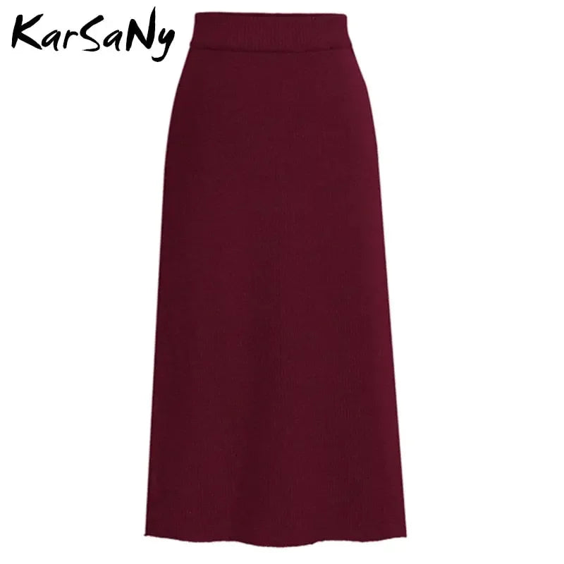 High Waist Knit Pencil Skirt S-6XL