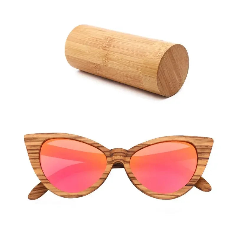 Luxury Fashion Polarized Sunglasses For Women Cat eye Sunglasses Wood Glasses With box Wooden ocularia solaria Gafas de sol