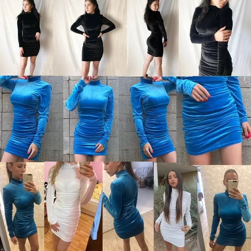 Jojo Velvet Long Sleeve Bodycon Mini Dress