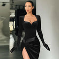 Elegant Long Sleeve Ruched Evening Dress