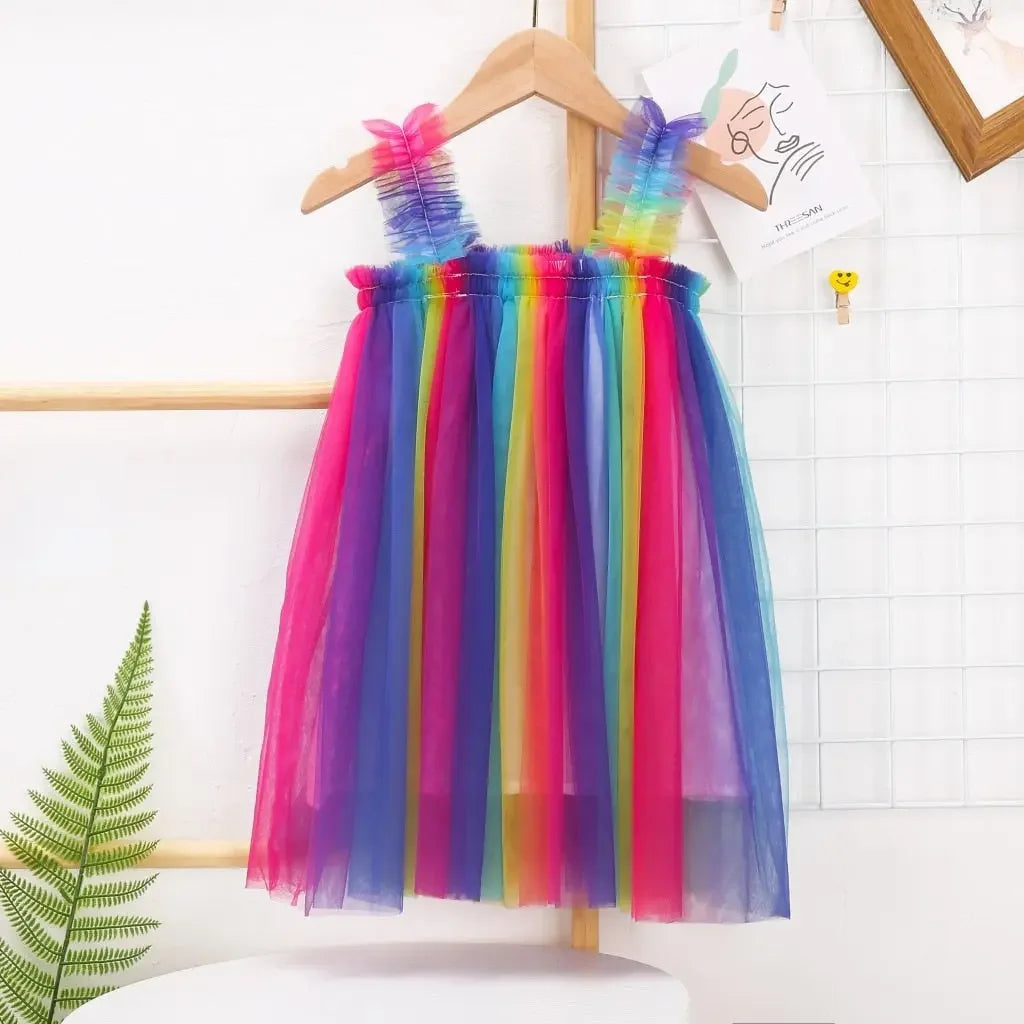 Girls Rainbow Colorful Tutu Dress