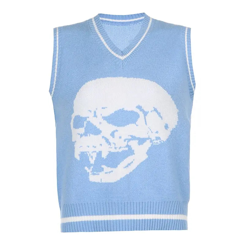 Sassy Skull V Neck Sweater Streetwear
