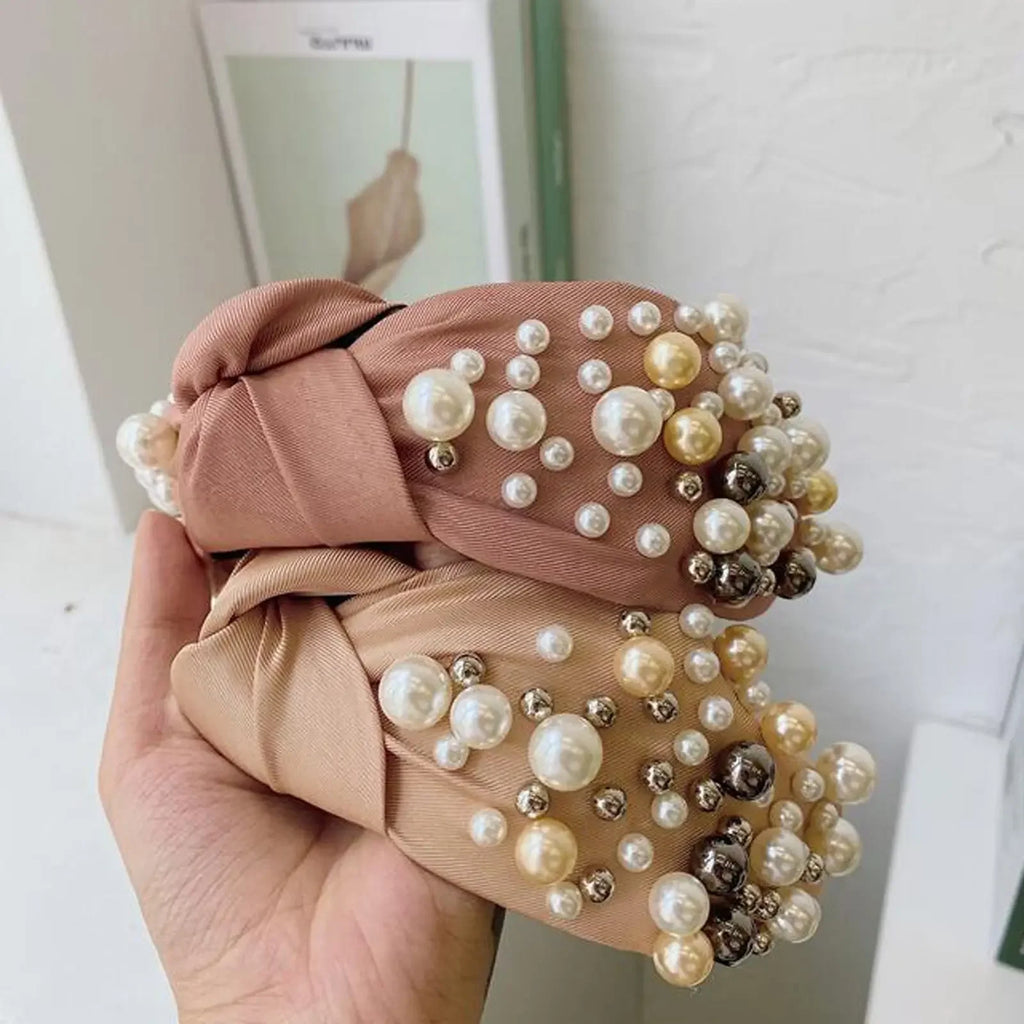 Mixed Pearl Baroque Center Knot Hairband