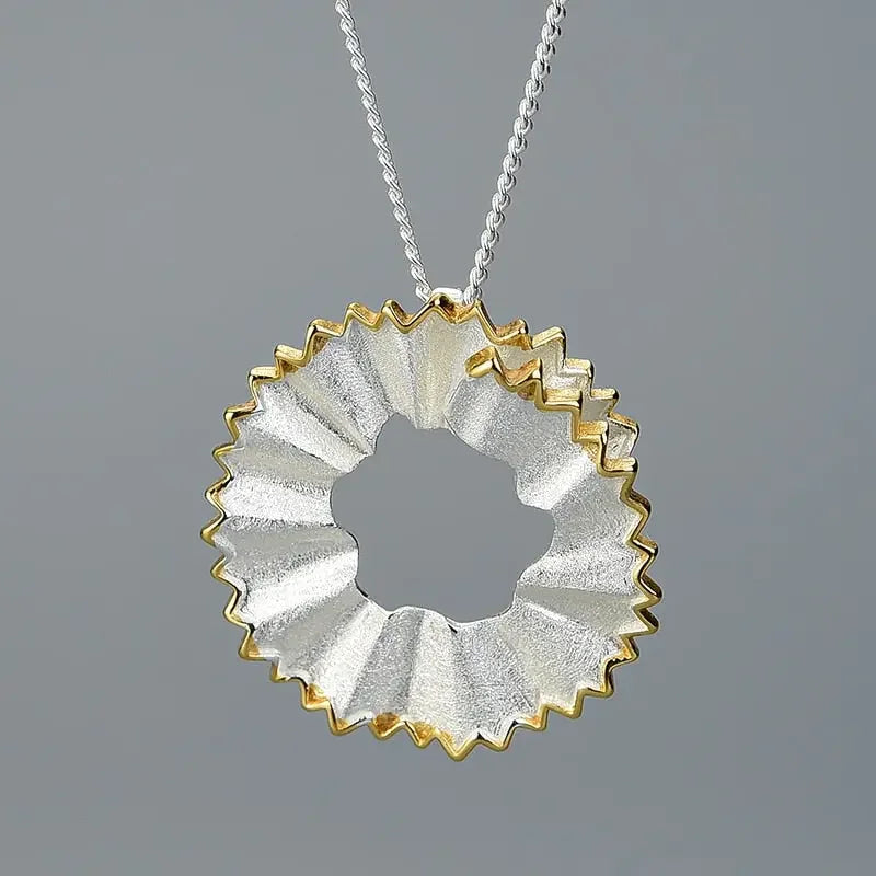 Lotus Fun Real 925 Sterling Silver Handmade Fine Jewelry Creative Pencil Shavings Design Pendant without Necklace for Women Gift