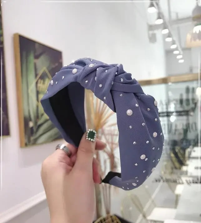 Handmade Pearl & Rhinestone Knot Headband