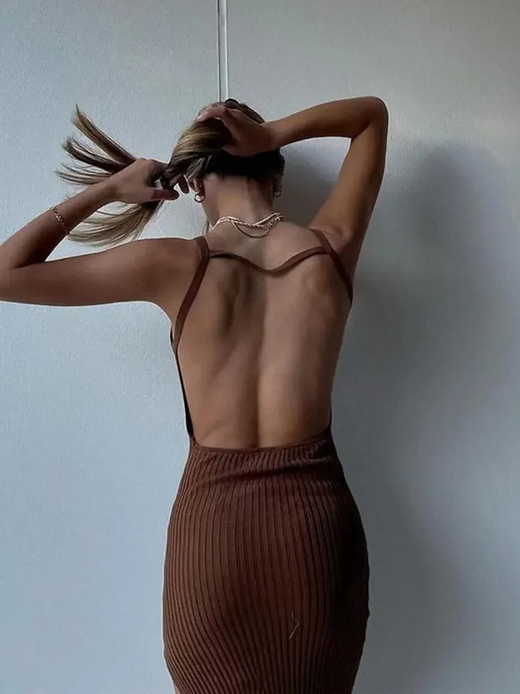 Lexi Open Back Side Split Maxi Dress