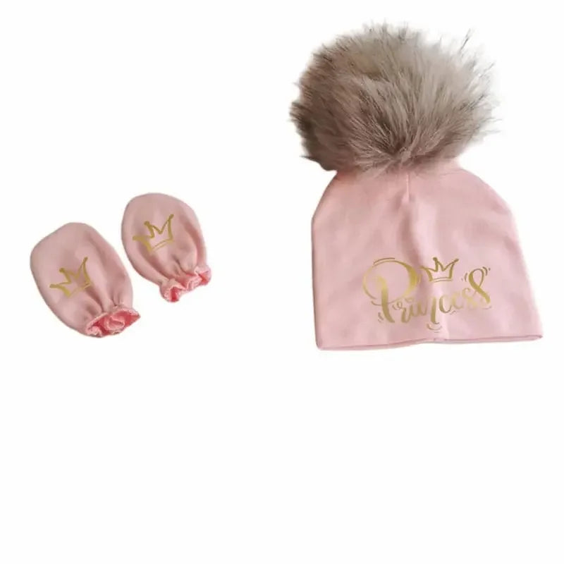 newborn baby photography props cotton beanie with detachable pompom hat beanie bonnet with gloves foot covers princess prince