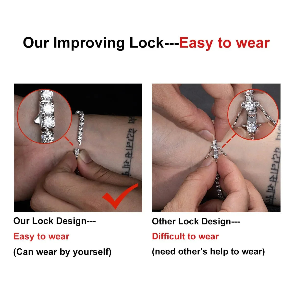 Luxurious 6.5mm 24-29cttw D Color Moissanite Diamond Tennis Bracelet 925 Sterling Silver