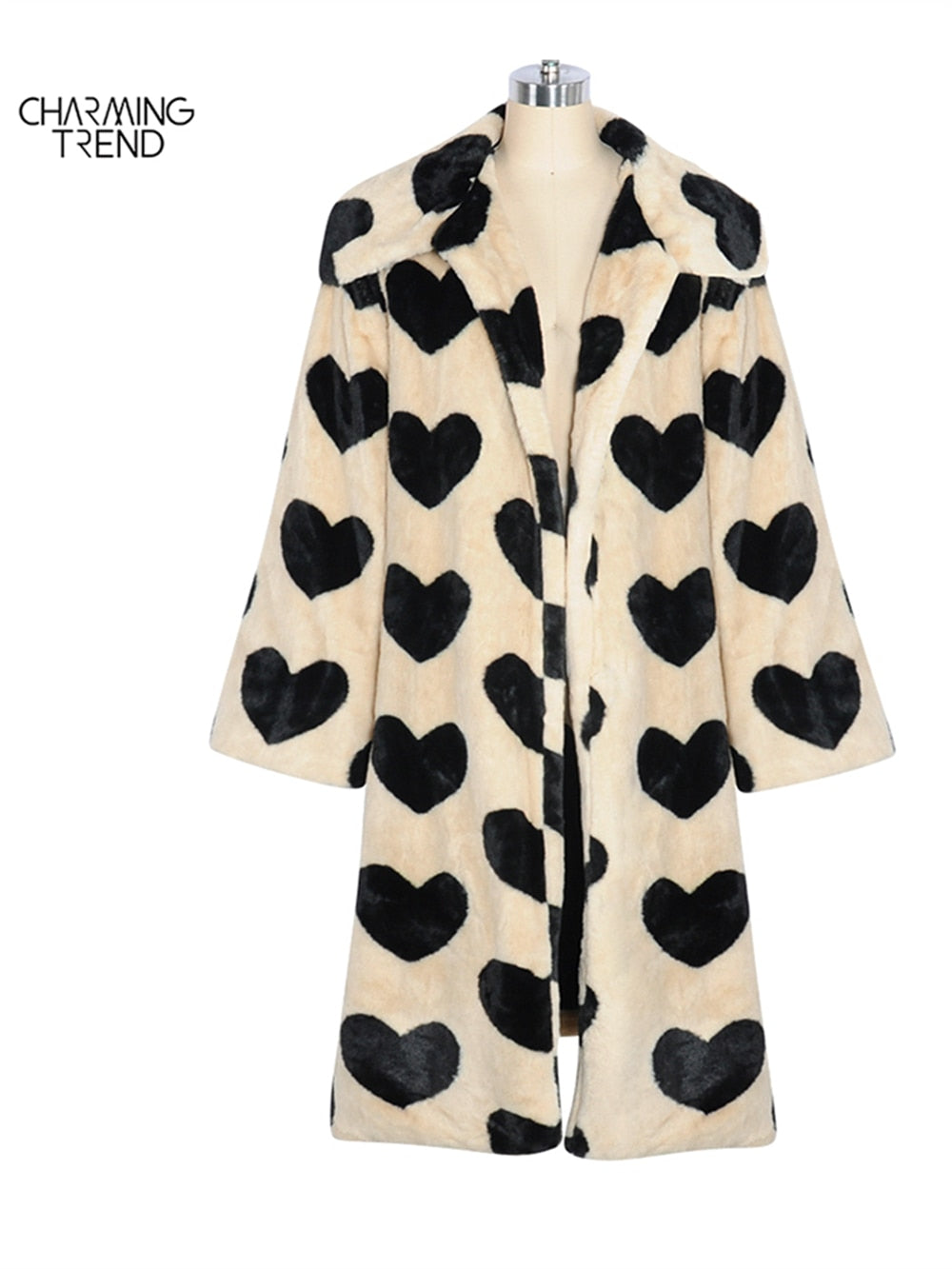 Love Pattern Faux Fur Coat