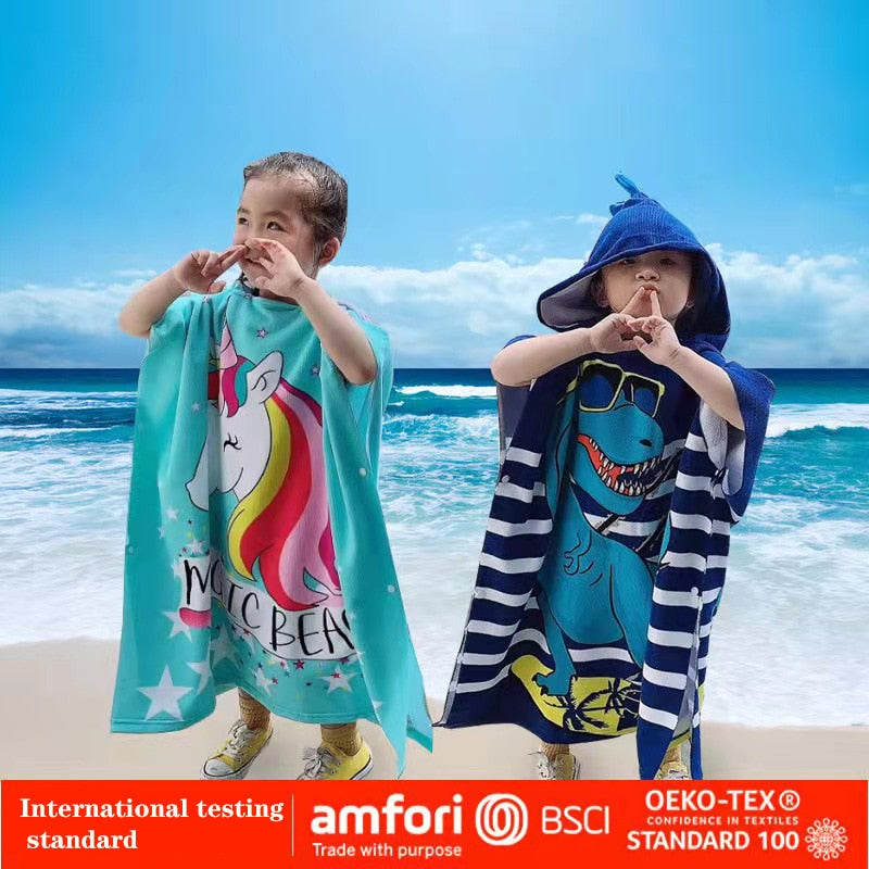 LUX KIDS Adorable Hooded Microfiber Bath Robe/ Beach Swim Towel
