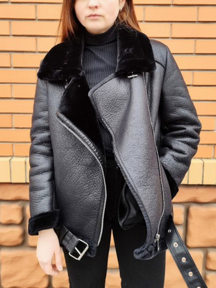Soft Faux Leather Winter Jacket