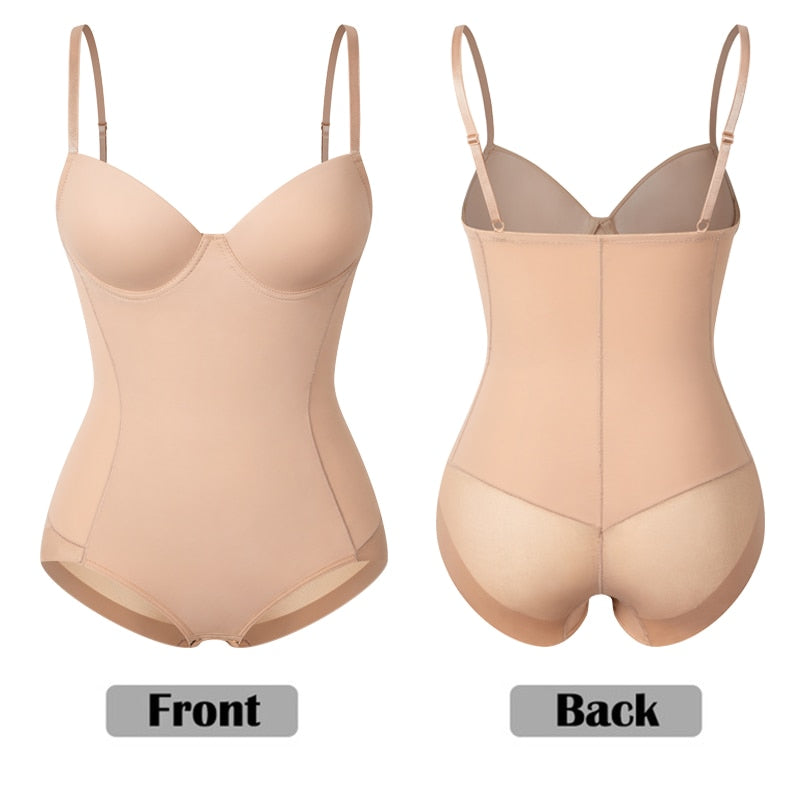 Tummy Control Backless Bodysuit Shaper with Built-in Bra