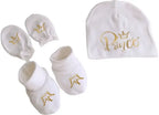 newborn baby photography props cotton beanie with detachable pompom hat beanie bonnet with gloves foot covers princess prince