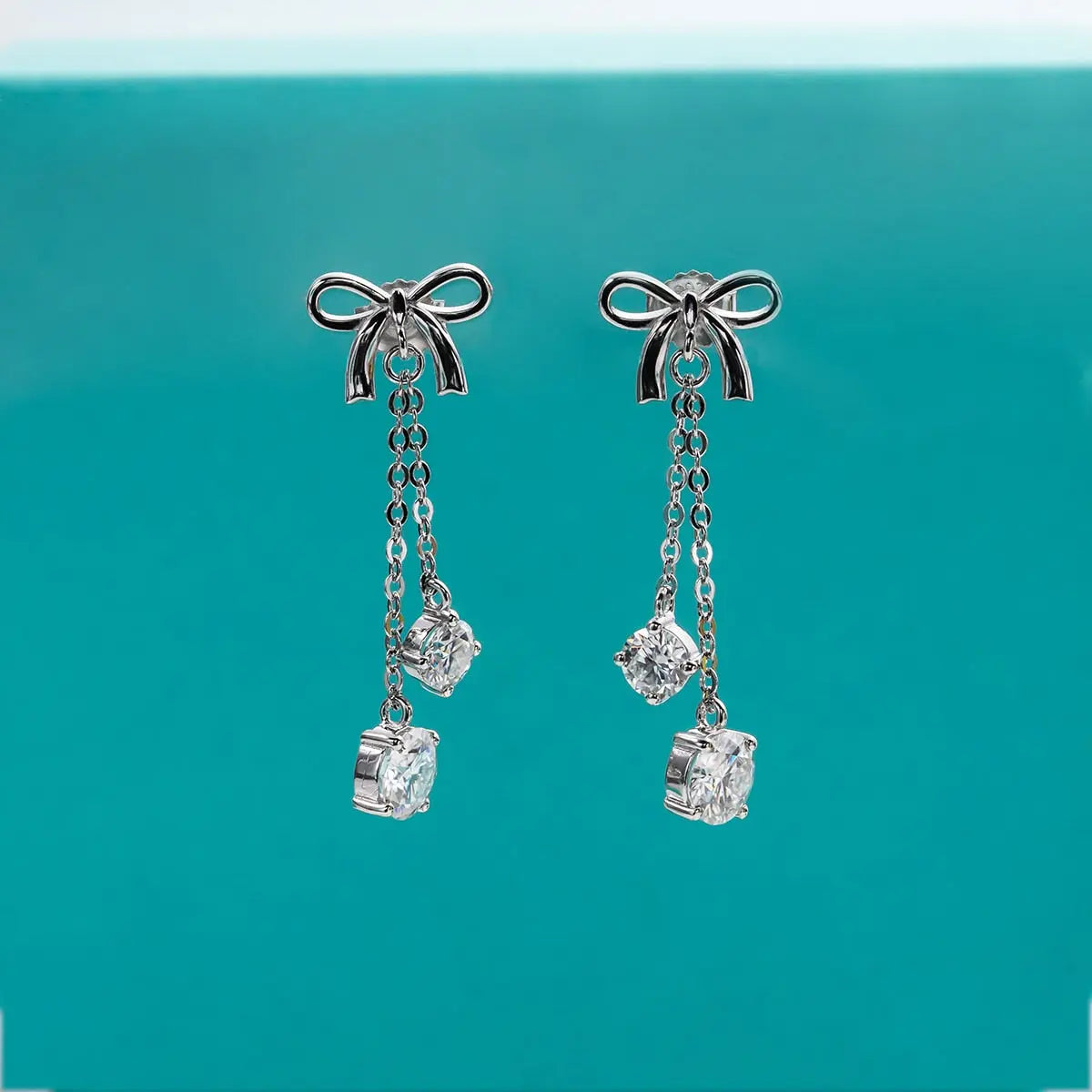Luxury 3ctw D Color Moissanite Diamond Bow Drop Earrings 925 Sterling Silver Stud Earrings