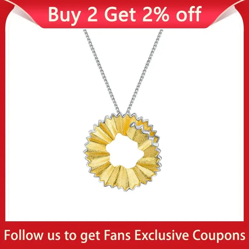 Lotus Fun Real 925 Sterling Silver Handmade Fine Jewelry Creative Pencil Shavings Design Pendant without Necklace for Women Gift