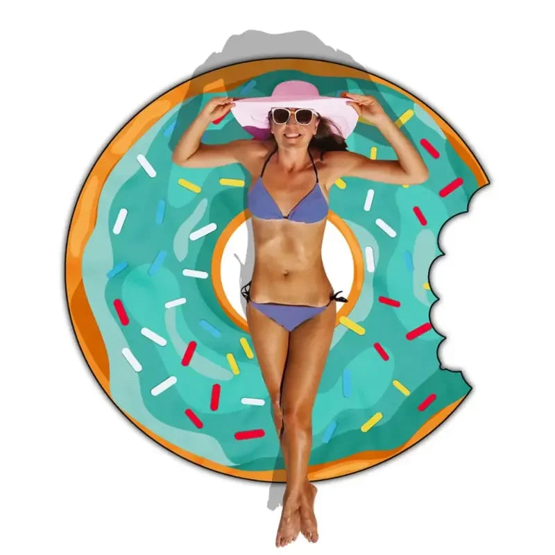 Donut Beach Mat Shaped Swimming Towels Beach Towel Irregular Towel Material Doughnut Mat Bath Towel Bath Robe Travel Towel Camp