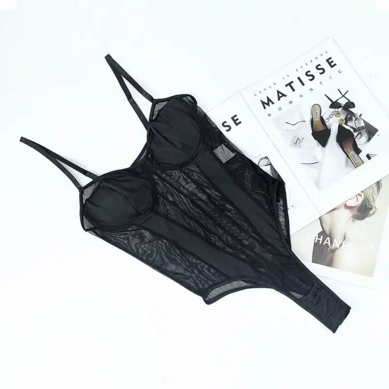 Sexy Bodysuit Shapewear Deep V-Neck Body Shaper Thong Shapers Waist Trainer Women Adjustable Strap Padded Push Up Bra Corset Top