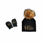 newborn baby photography props cotton beanie with detachable pompom hat beanie bonnet with gloves foot covers princess prince