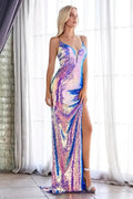 Spaghetti Strap cocktail dresses Deep V-neck Mermaid side slit Sweep Train Backless Bandage Sexy Bright color Lenght Prom Dress