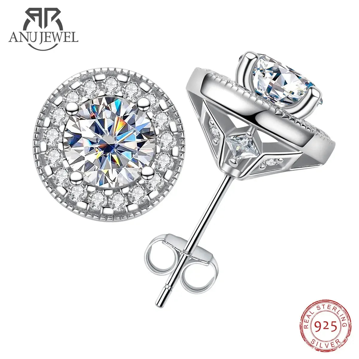 Brilliant 2.4ctw D Color Moissanite Diamond 18K Gold Plated 925 Sterling Silver Earrings