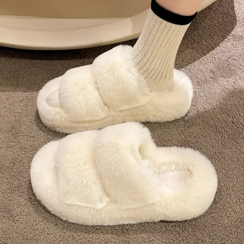 Fluffy Platform Slippers
