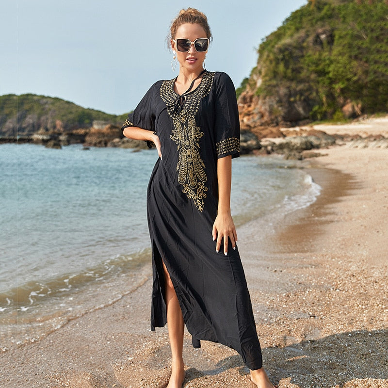Kaftan Swimsuit Beach Dress Cover Up - Loose Fit - LUXLIFE BRANDS