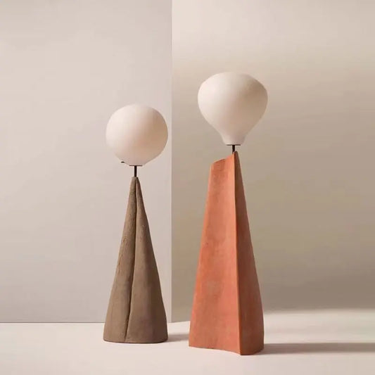 Nordic Minimalist Art Design Resin Brown Floor Lamp Modern Living Room Decorative Lighting Frosted Glass Ball Standing Fixture