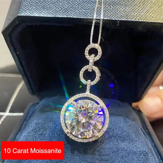 LUX 10ct Moissanite Pendant Necklace S925 Silver Platinum Plating D COLOR VVS Clavicle Diamond
