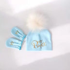 newborn baby photography props cotton beanie with detachable pompom hat beanie bonnet with gloves foot covers princess prince
