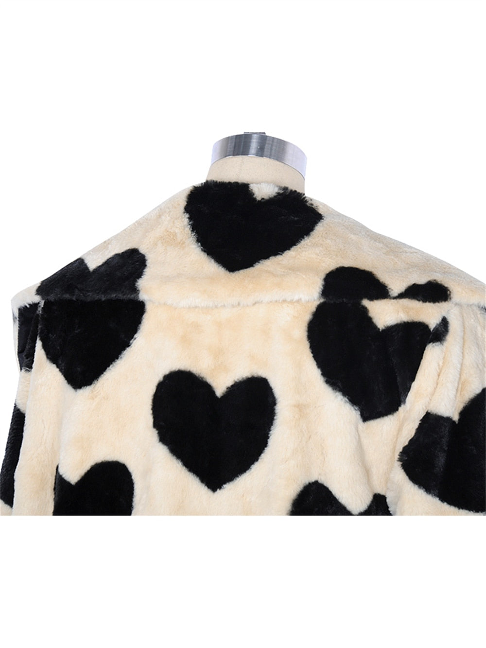 Love Pattern Faux Fur Coat