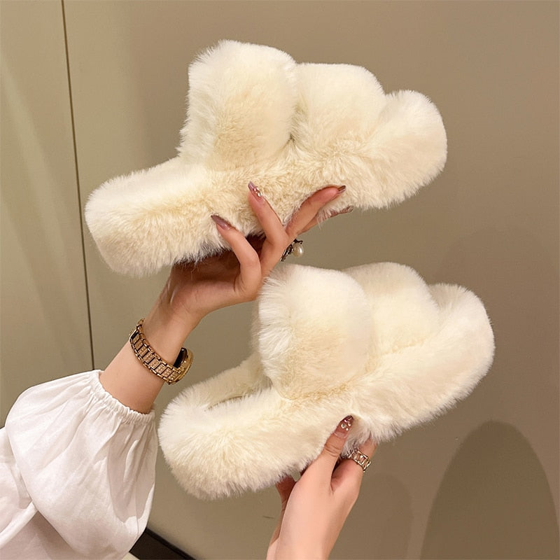 Fluffy Platform Slippers