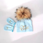 newborn baby photography props cotton beanie with detachable pompom hat beanie bonnet with gloves foot covers princess prince