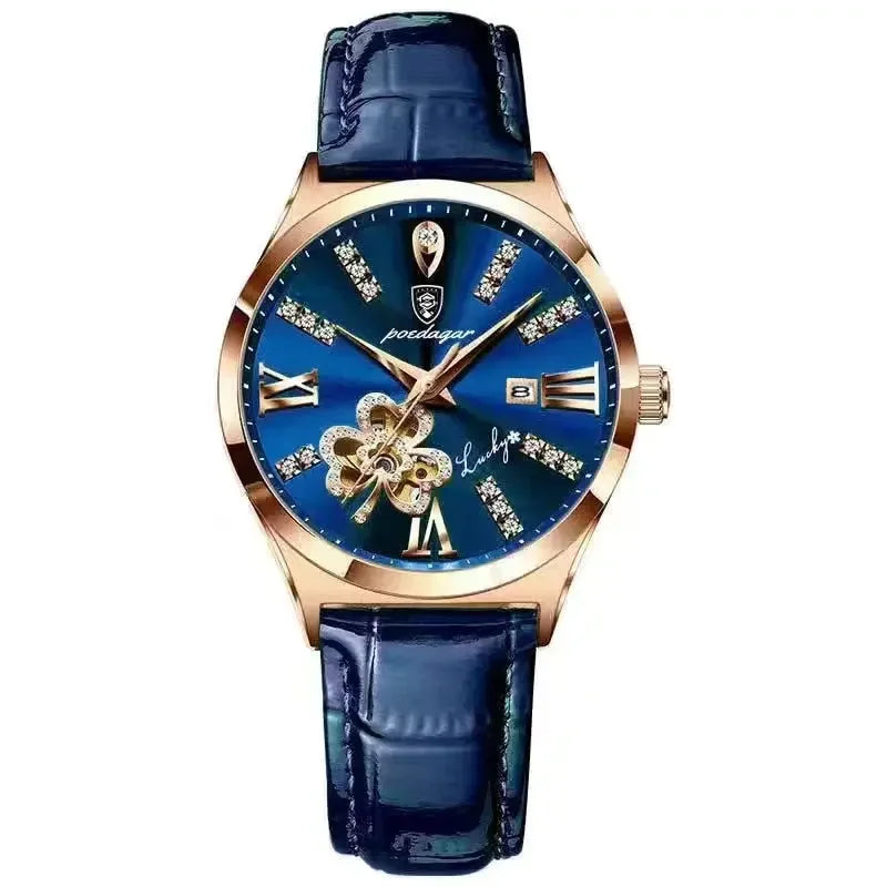 Luxury Wine Red Quartz Waterproof Stainless Watch