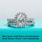 Wedding Band 2ct Total 2.648ct Oval Cut D Color Moissanite Ring Set