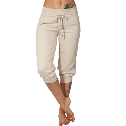 Womens Capri Yoga Pants Loose Drawstring Pajama Pants Lounge Joggers Pants with Pockets