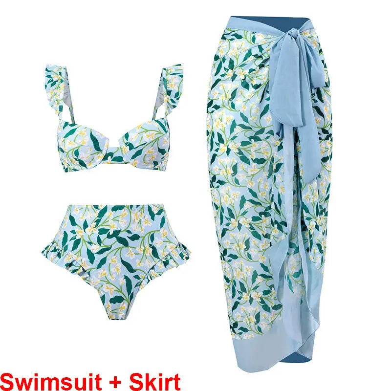 Riseado Swimsuit with Skirt Highh Waist Swimwear 2023 Women Push Up Bathing Suit Swimming Suit for Women Beachwear Summer Swim