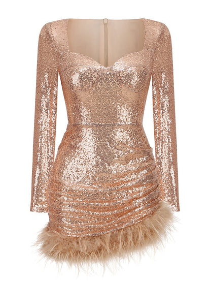 LUX Sweetheart Feather Mini Party Dress
