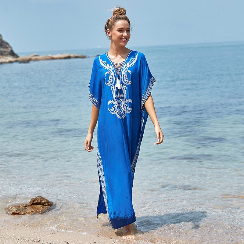 Kaftan Swimsuit Beach Dress Cover Up - Loose Fit - LUXLIFE BRANDS