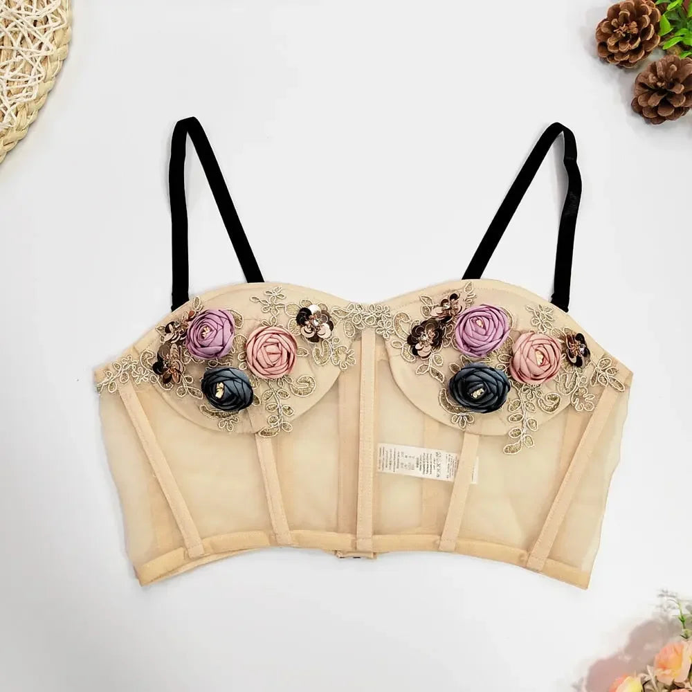 Corset Flower Streetwear Crop Top